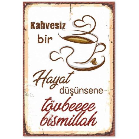 Kahve duvar yazisi Ahsap Poster Resim | Holzposter-1828