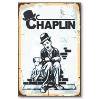 Charlie Chaplin Holzposter - Retro Bild