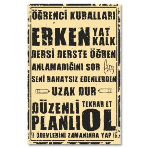 Ögrenci Kurallari Wandbild Ahsap Poster