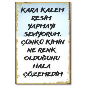 Duvar Yazisi Kara Kalem Holzposter - Ahsap Resim