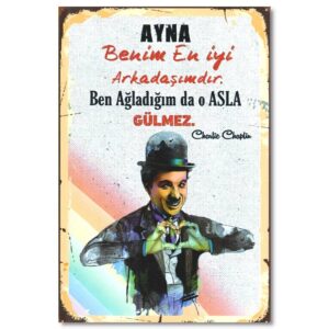 Holzposter Charlie Chaplin Ayna - Ahsap Resim