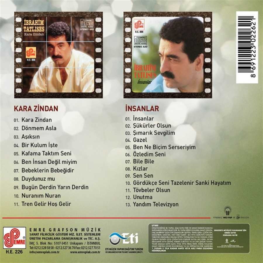 Ibrahim Tatlises 2x CD - türkisch - Kara Zindan / Insanlar 2 Ibrahim Tatlises 2x CD - türkisch - Kara Zindan Insanlar 2