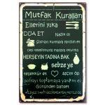 Mutfak Kuralları Duvar Yazilari - Ahsap Resim Holzposter 10958