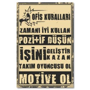 Ofis Kurallari Duvar Resmi Ahsap Poster