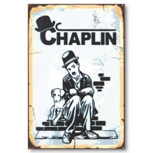 Charlie Chaplin Holzposter - Retro Bild