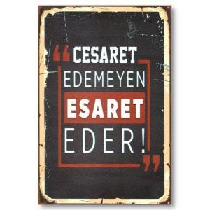 Duvar yazisi - cesaret edemeyen esaret eder - Holzposter
