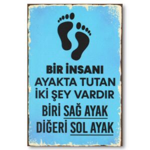 Duvar yazisi - bir insani iki şey ayakta tutar - Holzposter